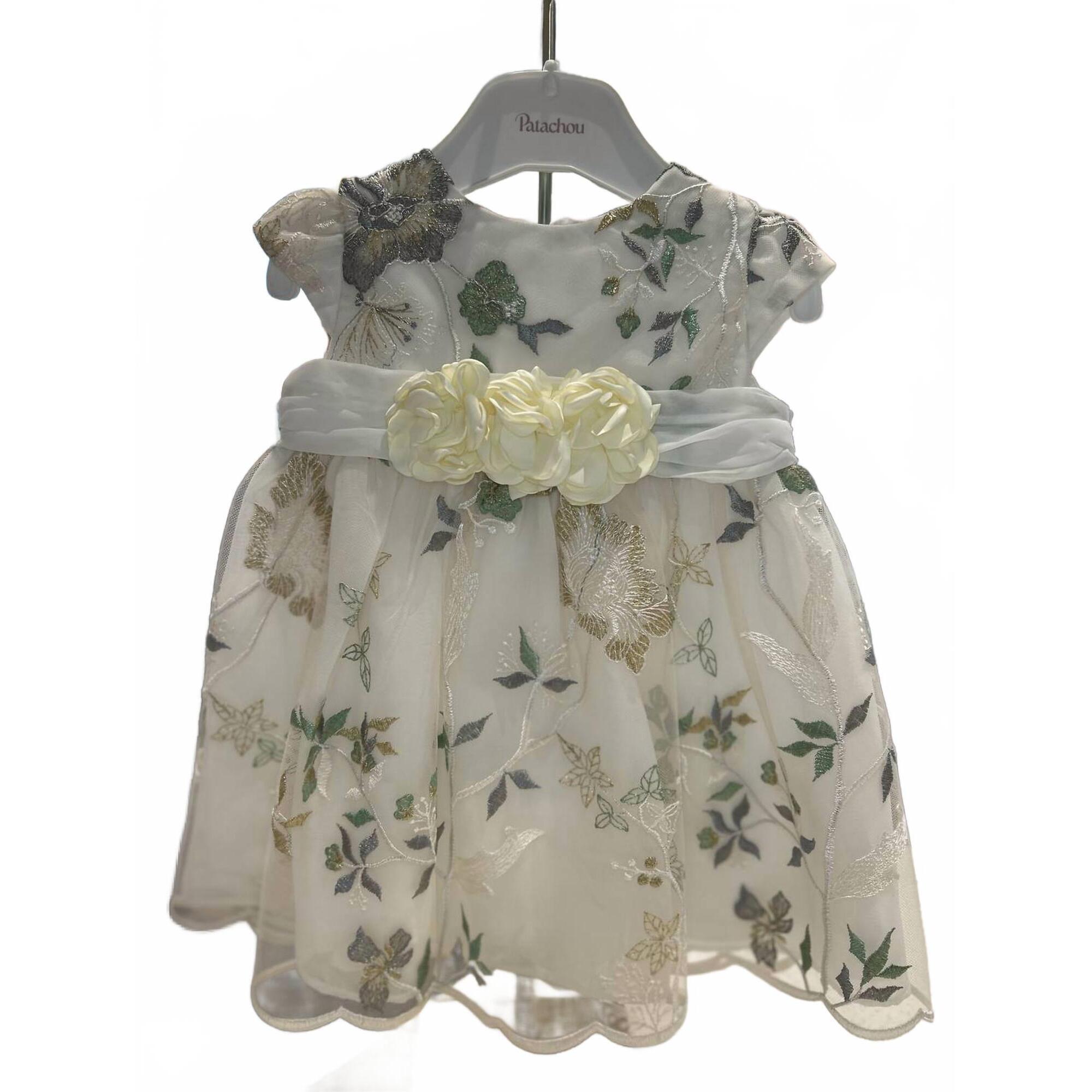 New Patachou Girl's Woven Floral Dress In Green Lace